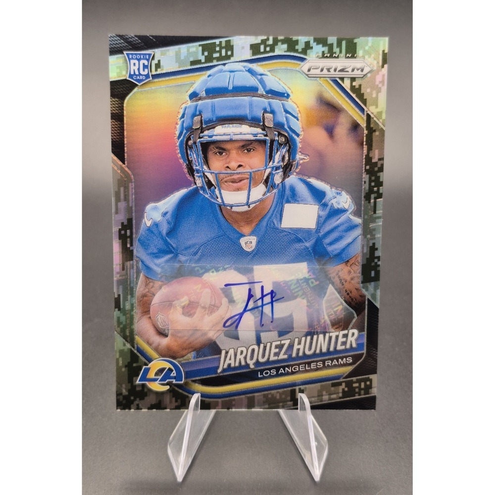 2025 Panini Prizm Jarquez Hunter #353 Rookie Autographs Camo Prizm /25 RC Rams